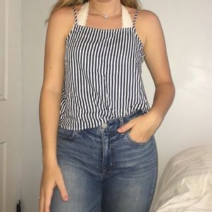 Navy and White Pinstripe Tank Top